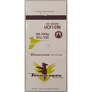 Vintage Thunderbird Motor Inns Matchbook Cover Red Lion Sea-Tac Seattle WA
